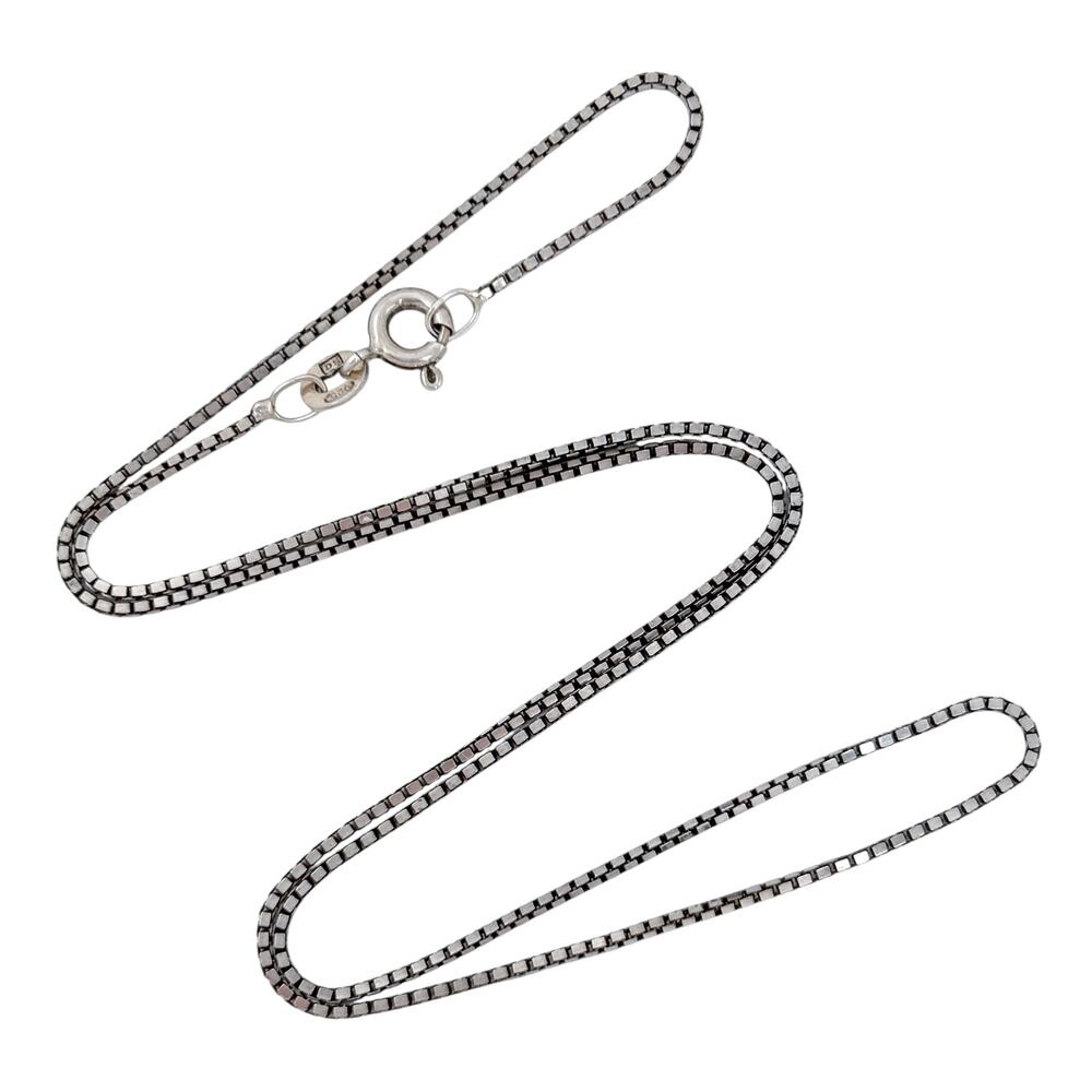 Vintage Sterling Silver 925 Box Link Chain Necklace | 16"
